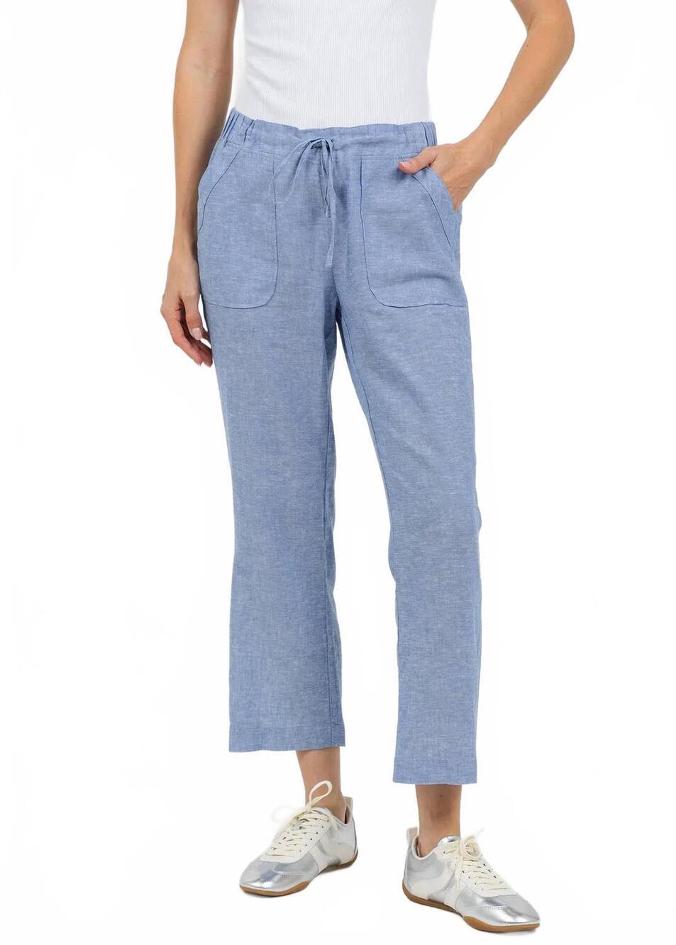 NEW PURE AMICI lumila linen pants in water